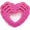 Tagliapasta cuore festonato da Decora set 4 cutter in plastica da 4 cm a 8 cm di h 2,2 cm