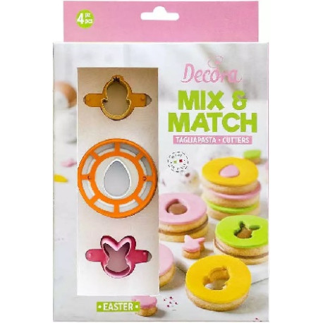 4 Taglia-biscotti Occhi di Bue Pasqua Mix and Match in plastica da Decora 4 Taglia-biscotti Occhi di Bue Pasqua Mix and Match in plastica da Decora