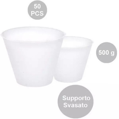 50 Supporti svasati per uova di Pasqua da 500 g, di 128 mm x 71 mm h 104 mm in plastica trasparente