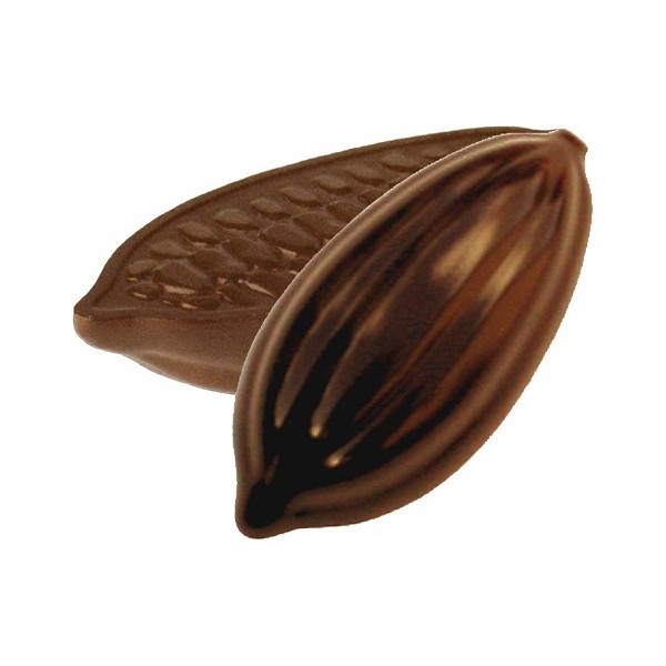 Cabossa 40 g: stampo in policarbonato a forma di frutto della pianta di cacao, di cioccolato di dimensioni 98,7x47,4 mm