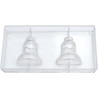 Campana di cioccolato da 50 g di ø7xh8 cm con decoro uccello con ulivo stampo in policarbonato professionale Campana di cioccolato da 50 g di ø7xh8 cm con decoro uccello con ulivo stampo in policarbonato professionale