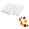 Stampo mela, ciliegia e pesca da 30 ml in silicone bianco da Silikomart