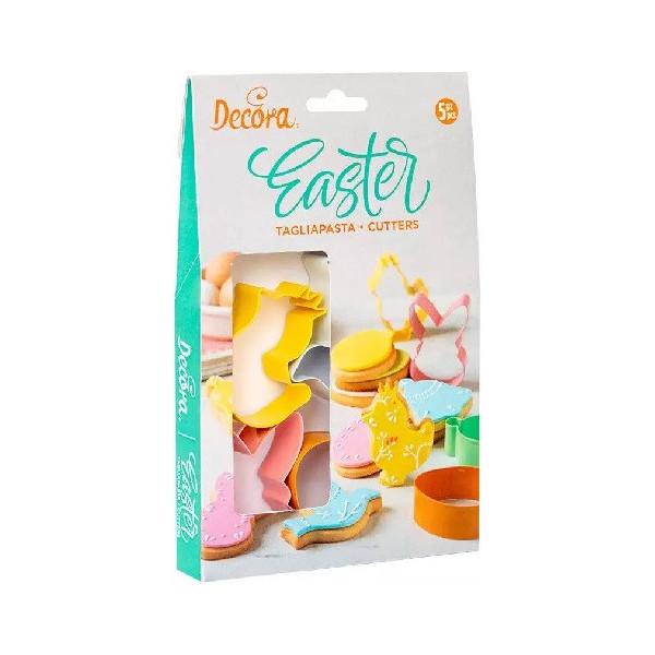 Tagliapasta fantasie di pasqua Decora set 5 cutter in metallo colorato