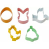 Tagliapasta fantasie di pasqua Decora set 5 cutter in metallo colorato Tagliapasta fantasie di pasqua Decora set 5 cutter in metallo colorato