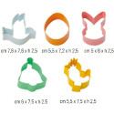 Tagliapasta fantasie di pasqua Decora: set 5 cutter in metallo colorato