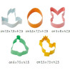 Tagliapasta fantasie di pasqua Decora: set 5 cutter in metallo colorato Tagliapasta fantasie di pasqua Decora: set 5 cutter in metallo colorato