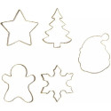 Tagliapasta fantasie del Natale Decora: set 5 cutter in metallo dorato