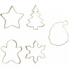 Tagliapasta fantasie del Natale Decora: set 5 cutter in metallo dorato