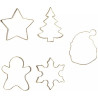 Tagliapasta fantasie del Natale Decora: set 5 cutter in metallo dorato Tagliapasta fantasie del Natale Decora: set 5 cutter in metallo dorato