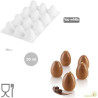 Egg 30 Silikomart: stampo in silicone 12 mini uova 3D da 30 ml di ø34 h 47 mm Egg 30 Silikomart: stampo in silicone 12 mini uova 3D da 30 ml di ø34 h 47 mm