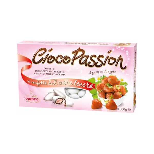 Ciocopassion alla fragola Crispo 1 Kg:  confetti bianchi ideali per confettata