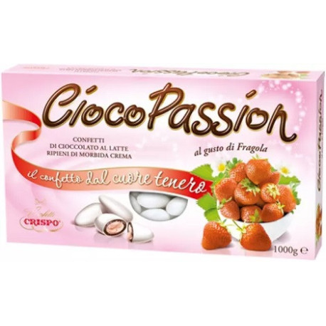 Ciocopassion alla fragola Crispo 1 Kg:  confetti bianchi ideali per confettata