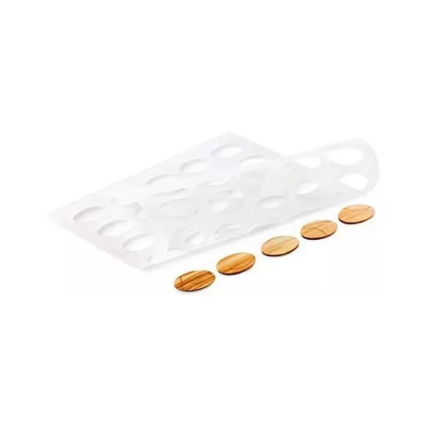 Oval Chablon Silikomart: set 2 stampi in silicone per 84 decorazioni ovali di dimensioni 2,4x3,4xh0,2 cm