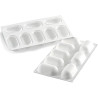Pillow 80 Silikomart: stampo in silicone bianco con cutter per monoporzioni a forma di pillole Pillow 80 Silikomart: stampo in silicone bianco con cutter per monoporzioni a forma di pillole