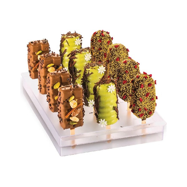 Espogel Up trasparente Silikomart vassoio espositore per gelati su stecco 235x360xh48 mm