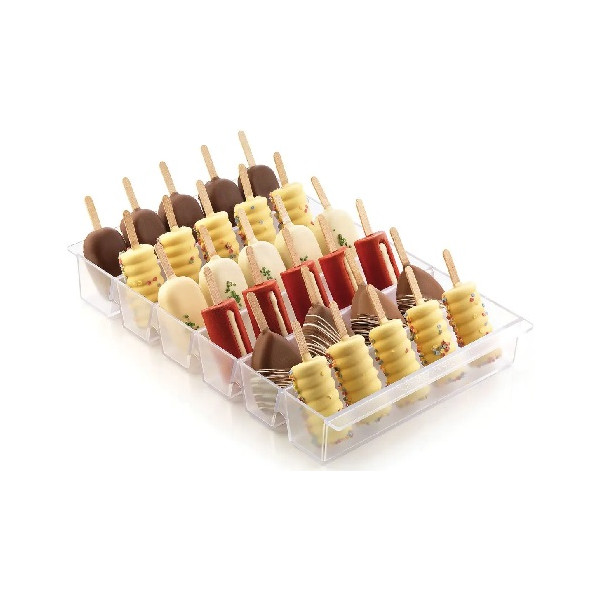Espogel Down trasparente Silikomart vassoio espositore per gelati biscotti e su stecco 235x360xh48 mm