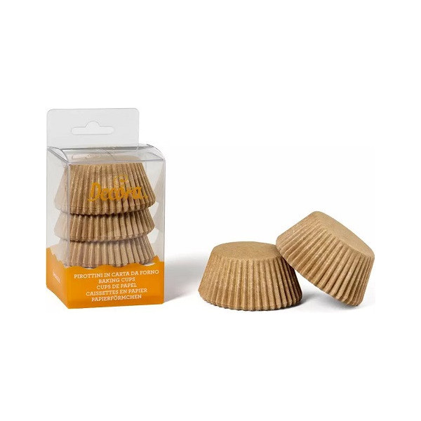 75 Pirottini muffin in carta marrone naturale di diametro 5 cm ed altezza 3,2 cm da Decora