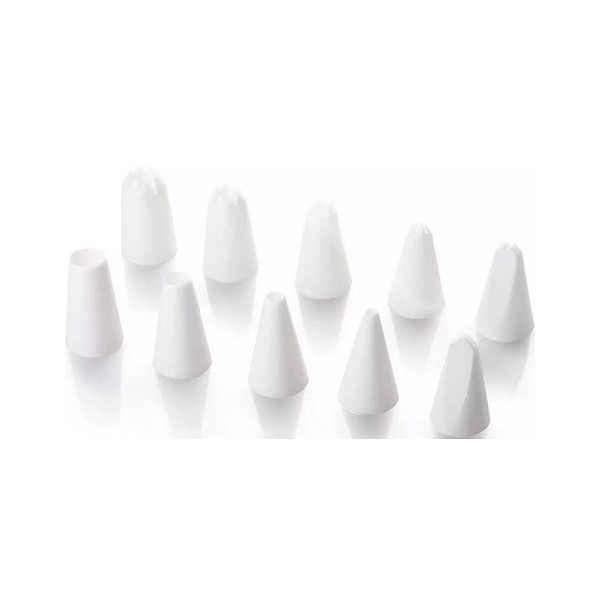 Set 10 beccucci per decorazioni da Vespa: serie 10 becchi o bocchette per decorazioni, lisci, frisati, ecc