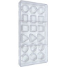 Cioccolatini misti geometrici 10 g: stampo in policarbonato per 18 cioccolatini di 6 forme geometriche assortite Cioccolatini misti geometrici 10 g: stampo in policarbonato per 18 cioccolatini di 6 forme geometriche assortite