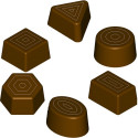 Cioccolatini misti geometrici 10 g stampo in policarbonato 18 cavità 6 forme assortite