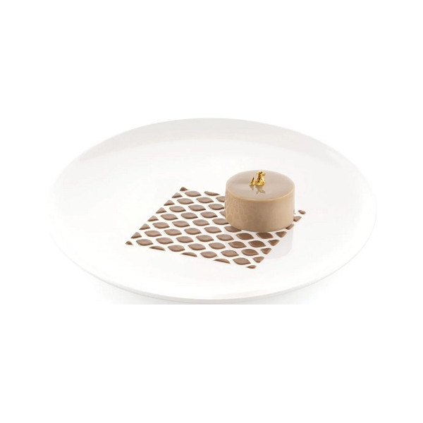 Stencil alambra Silikomart: stampo in silicone giallo per decoro ad effetto geometrico 100x100xh1 mm - set 2 pz