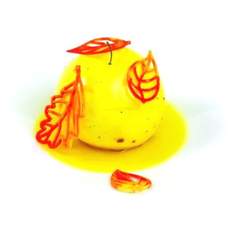 Taiga, linea Naturae, Silikomart; stampo silicone giallo 56 decori di 3 forme di foglie diverse