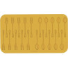 Coperto, linea Naturae, Silikomart: stampo in silicone giallo di 20 tra cucchiai e forchette