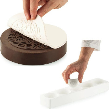 Mini o Coffee Decor Silikomart: stampo in silicone tappeto decorativo a tema caffè di ø60 o ø145xh1,7 mm