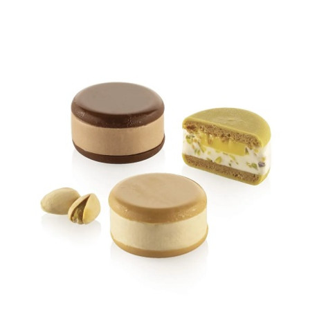 Kit bon bon ice Silikomart: 1 stampo silicone e 1 stampo tritan per 12 bon bon o macaron gelato ø44 mm Kit bon bon ice Silikomart: 1 stampo silicone e 1 stampo tritan per 12 bon bon o macaron gelato ø44 mm