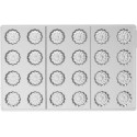 Cannelé 01 P Silikomart: stampo in tritan per 24 cannelle di cioccolato di ø25xh21 mm
