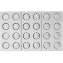 Cannelé 01 P Silikomart: stampo in tritan per 24 cannelle di cioccolato di ø25xh21 mm