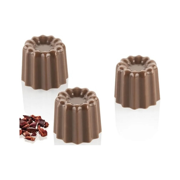 Cannelé 01 P Silikomart: stampo in tritan per 24 cannelle di cioccolato di ø25xh21 mm