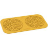 Esotico Silikomart: stampo in silicone giallo per 2 decori di intrecci di rami e foglie ø140xh1.7 mm