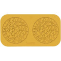 Esotico Silikomart: stampo in silicone giallo per 2 decori di intrecci di rami e foglie ø140xh1.7 mm