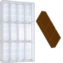 Stampo in policarbonato per 12 barrette di cioccolato da 3 quadretti di peso 28 g dimensioni 80x31xh10 mm