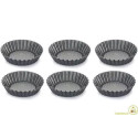 Set 6 formine in alluminio antiaderente con fondo rialzato per crostatine tonde ø10xh2,3 cm di Vespa