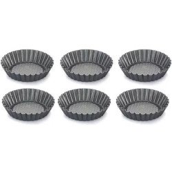 Set 6 formine in alluminio antiaderente con fondo rialzato per crostatine tonde ø12xh2,5 cm di Vespa