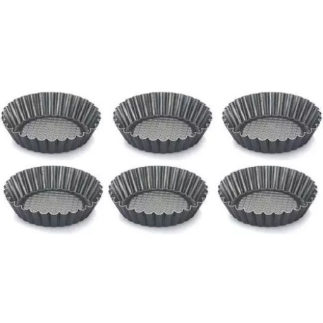 Set 6 formine in alluminio antiaderente con fondo rialzato per crostatine tonde ø12xh2,5 cm di Vespa Set 6 formine in alluminio antiaderente con fondo rialzato per crostatine tonde ø12xh2,5 cm di Vespa