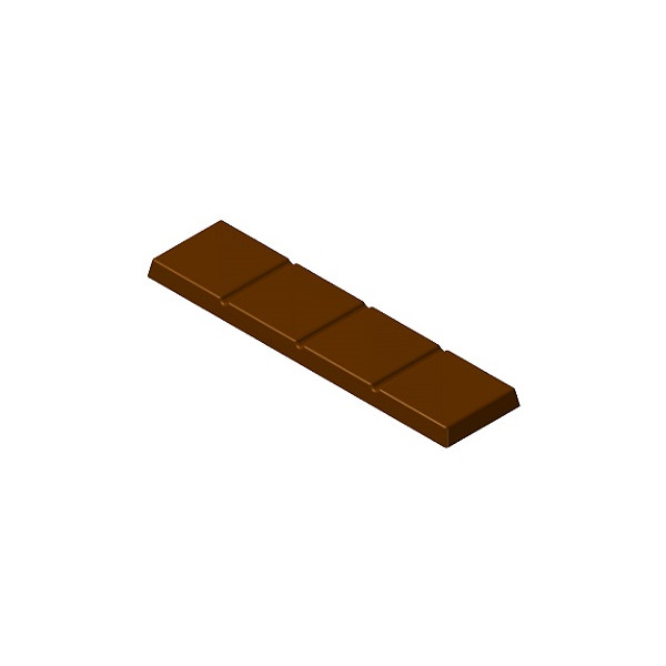 Stampo per barretta di cioccolato a 4 quadretti in policarbonato professionale di 112x28xh57 mm e peso 20 g