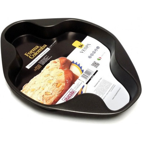 Stampo forno a forma di colomba in alluminio antiaderente o teflonato da Vespa dolci forme, dimensioni 36,7x27x4,2 cm Kg 1