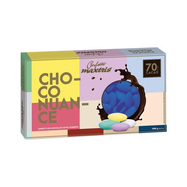 Choco Nuance blu al cioccolato fondente 70%: confetti nuance blu Maxtris 1 Kg