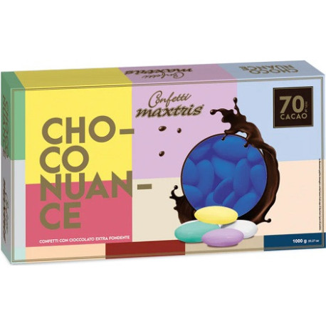 Choco Nuance blu al cioccolato fondente 70%: confetti nuance blu Maxtris 1 Kg