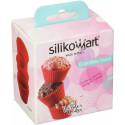 Set 6 pirottini muffin tondi da Silikomart: 6 stampi in silicone rosso di diametro 69 mm, altezza 32 mm