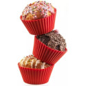 Set 6 pirottini muffin tondi da Silikomart: 6 stampi in silicone rosso di diametro 69 mm, altezza 32 mm