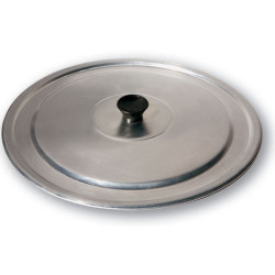 Coperchio in alluminio con pomello in plastica nera, di forma tonda disponibile da ø18 cm a ø36 cm