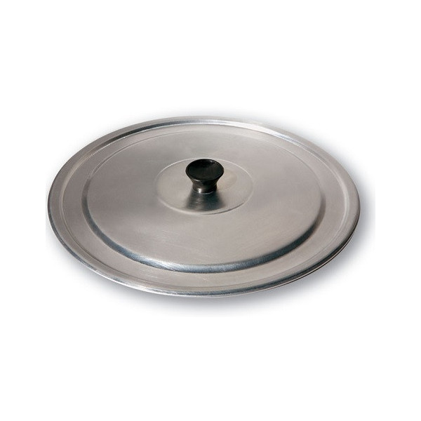 Coperchio in alluminio, con pomello in plastica nera, di forma tonda disponibile da ø18 cm a ø36 cm da Linea Liotti