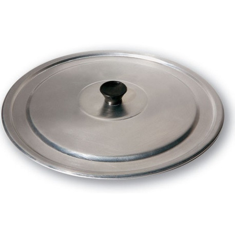 Coperchio in alluminio, con pomello in plastica nera, di forma tonda disponibile da ø18 cm a ø36 cm da Linea Liotti