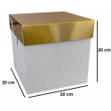 Box per panettone alto Decora in cartone Kraft bianco con coperchio dorato 20x20xh20 cm