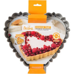 Stampo Crostata Cuore Decora Design Tart – Metallo Antiaderente con Fondo Mobile 25×23×H3 cm