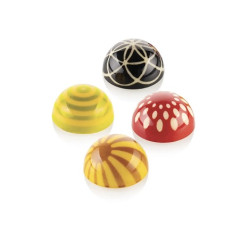 Choco stamp A Silikomart: set 4 stampi silicone con manici, timbri per decorazioni cioccolato a sfera ø31 mm